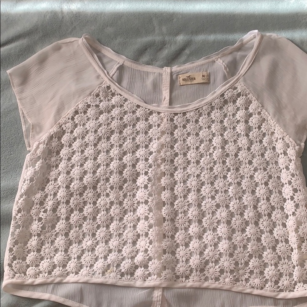 White SHEER lace Hollister top